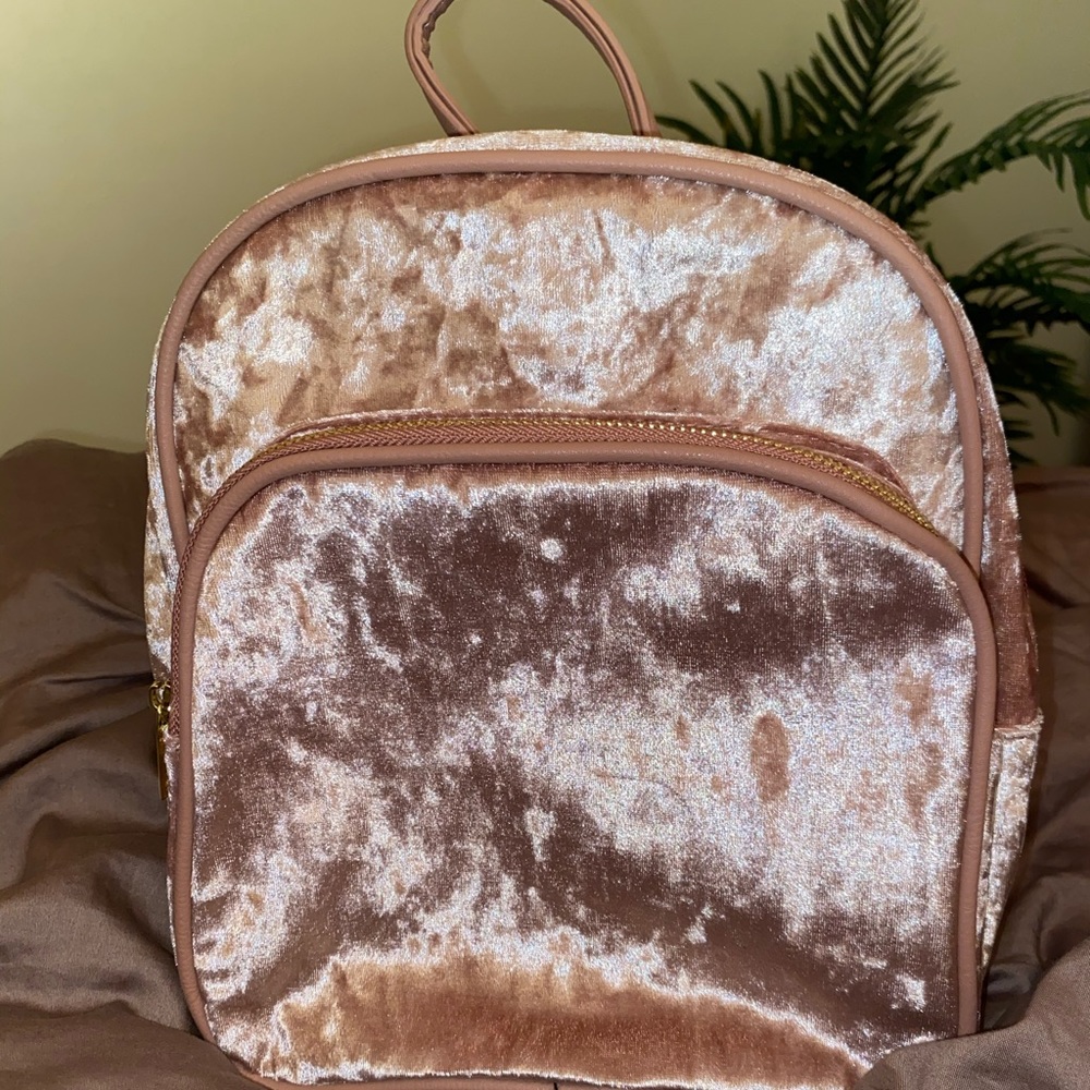 Small Pink Velvet Backpack 🎒